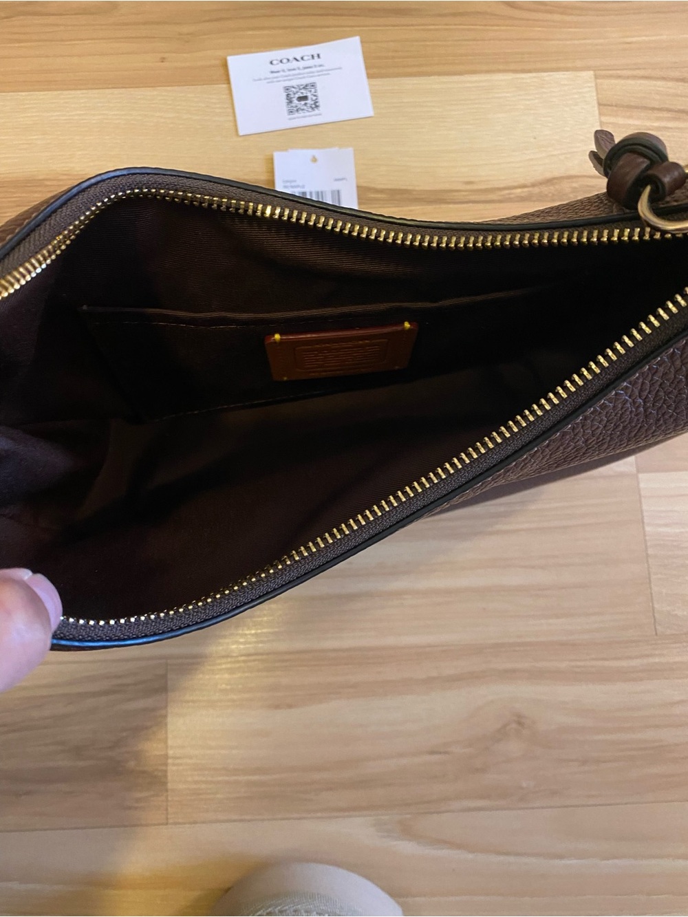 Coach Pebbled Leather Hobo Bag in Dark Brown with Gold Hardware - Picture 3 of 3